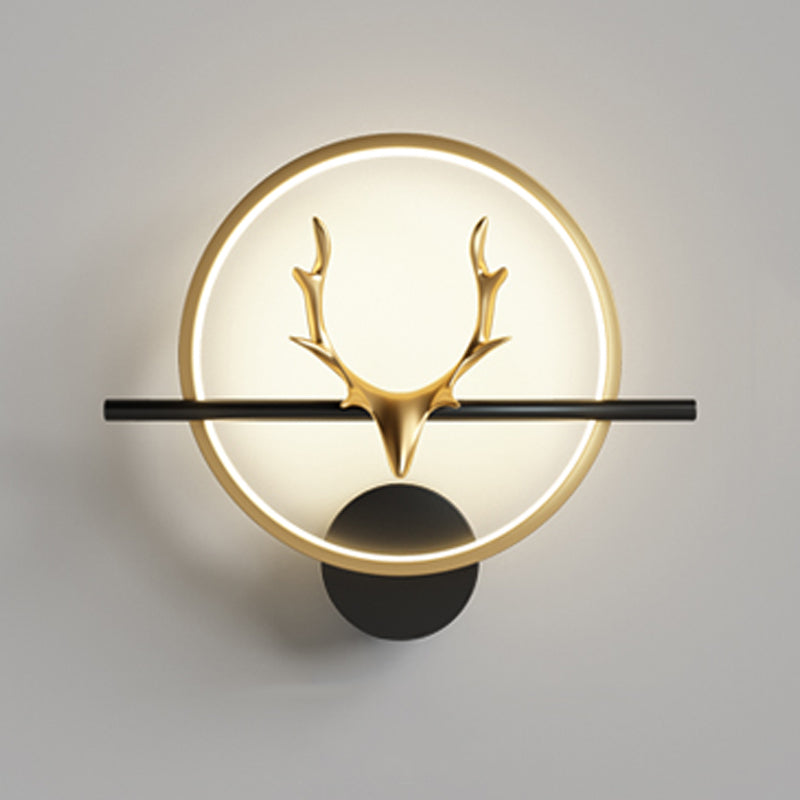 Metal Round Shape Wall Light Modern Style 1 Light Wall Mounted Light Fixtures