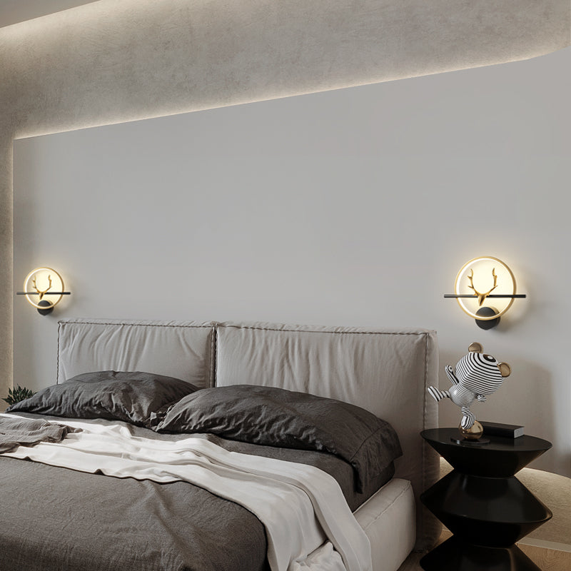 Metal Round Shape Wall Light Modern Style 1 Light Wall Mounted Light Fixtures