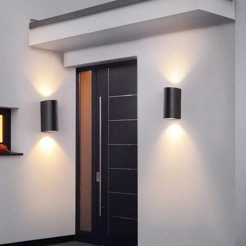 Contemporary Aluminum Wall Light Geometric Wall Washer in Black for Outdoors