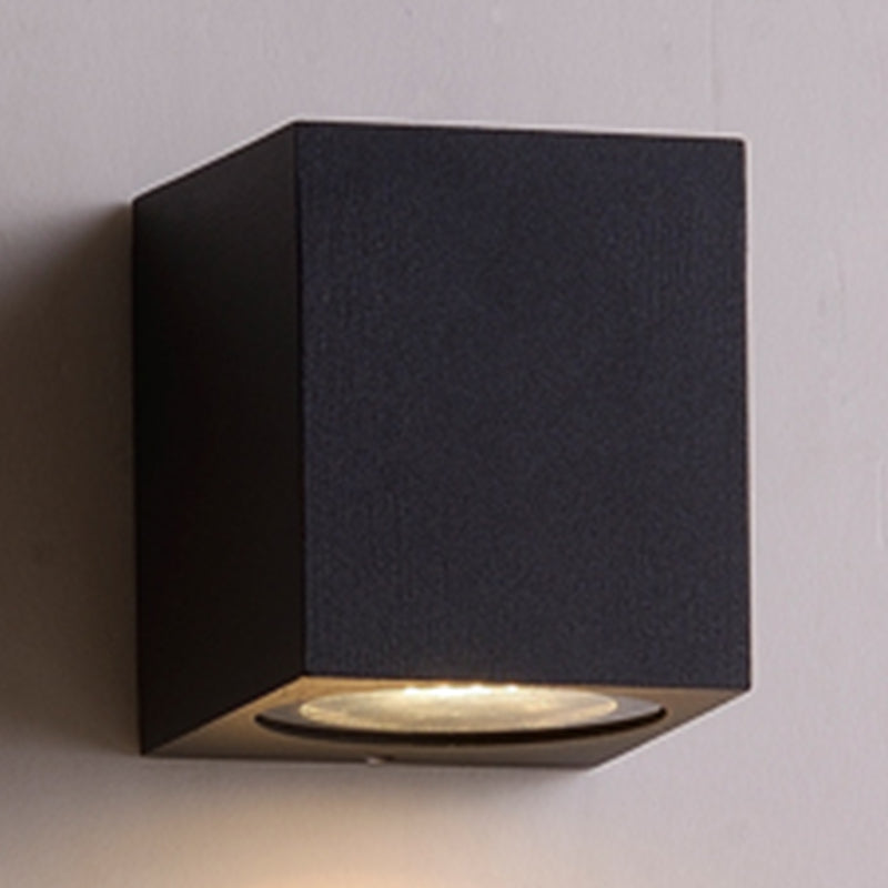 Contemporary Aluminum Wall Light Geometric Wall Washer in Black for Outdoors