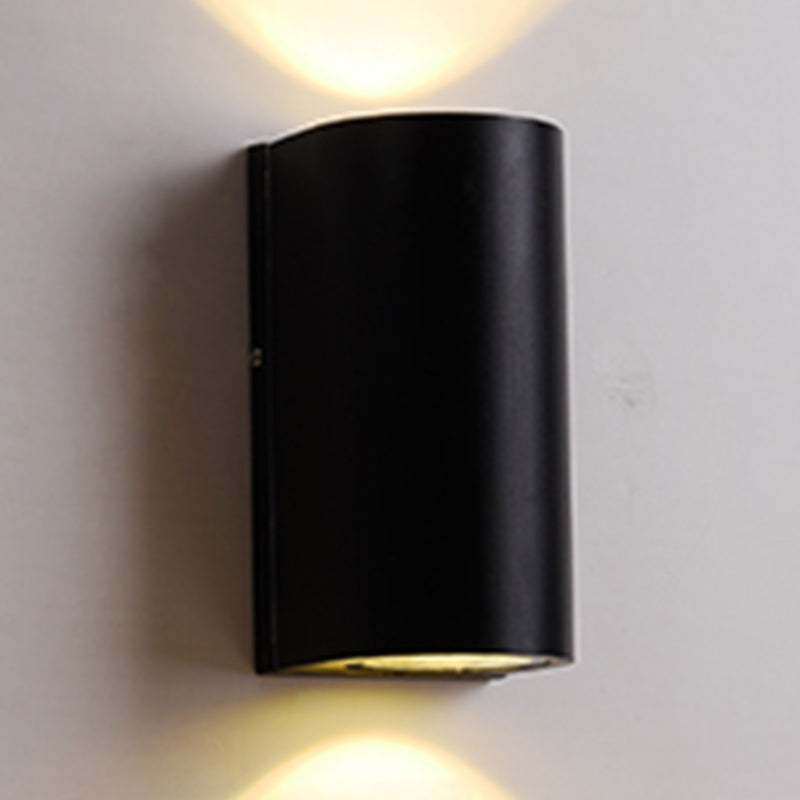 Contemporary Aluminum Wall Light Geometric Wall Washer in Black for Outdoors