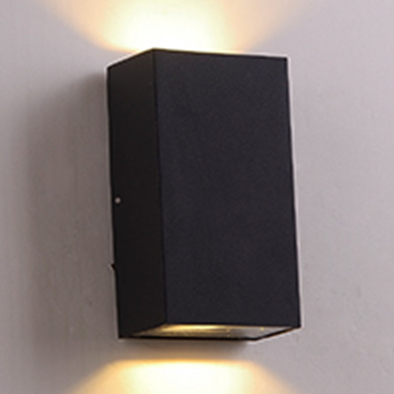 Contemporary Aluminum Wall Light Geometric Wall Washer in Black for Outdoors