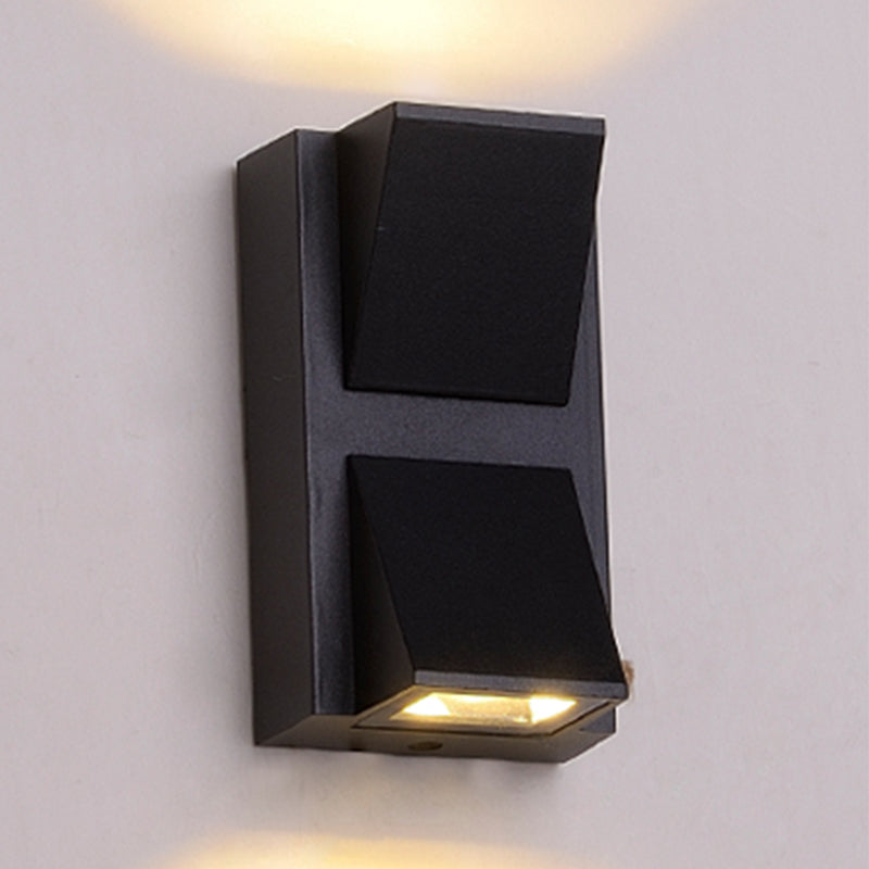 Contemporary Aluminum Wall Light Geometric Wall Washer in Black for Outdoors