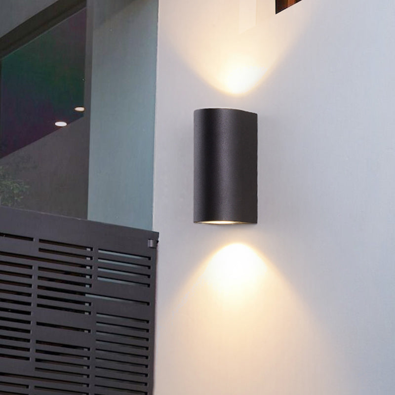 Contemporary Aluminum Wall Light Geometric Wall Washer in Black for Outdoors