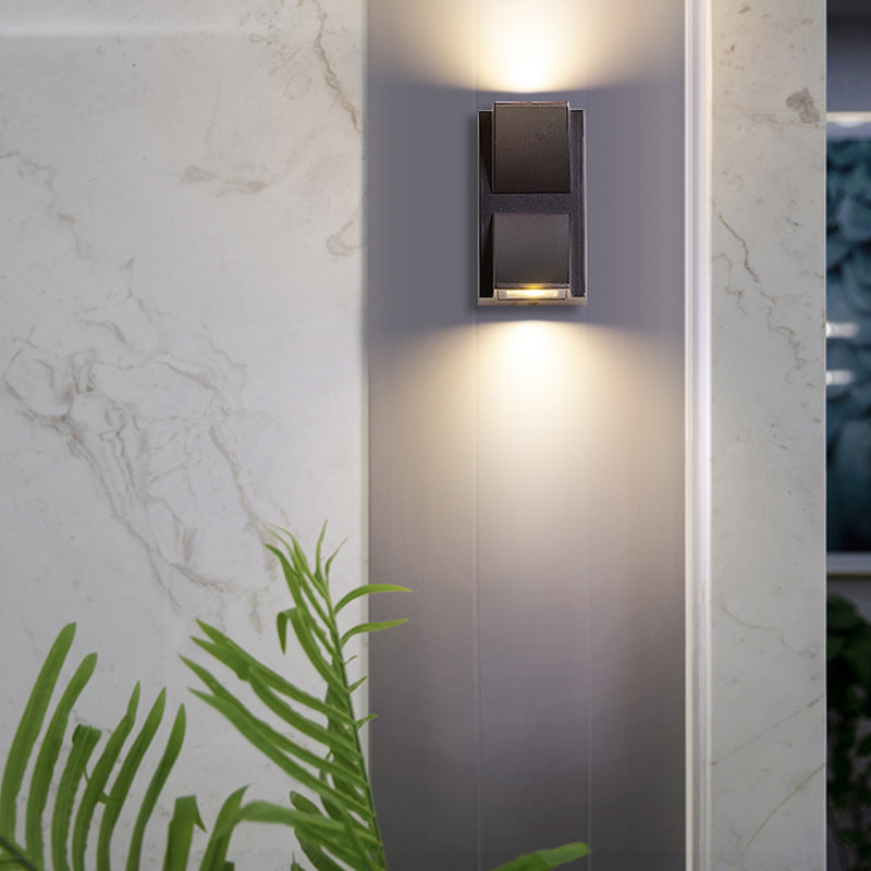 Contemporary Aluminum Wall Light Geometric Wall Washer in Black for Outdoors