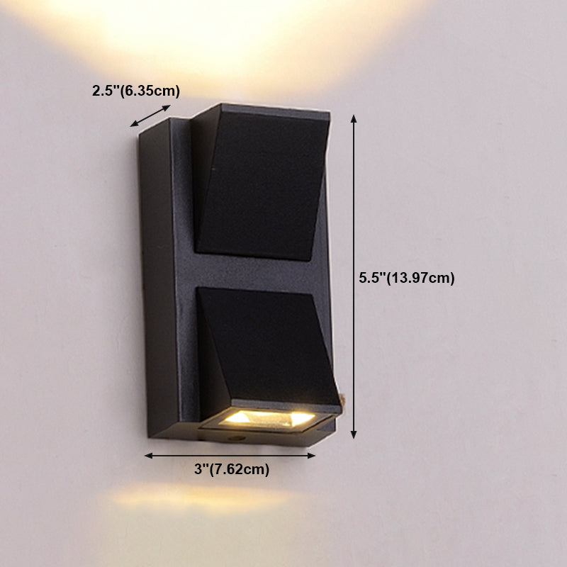 Contemporary Aluminum Wall Light Geometric Wall Washer in Black for Outdoors