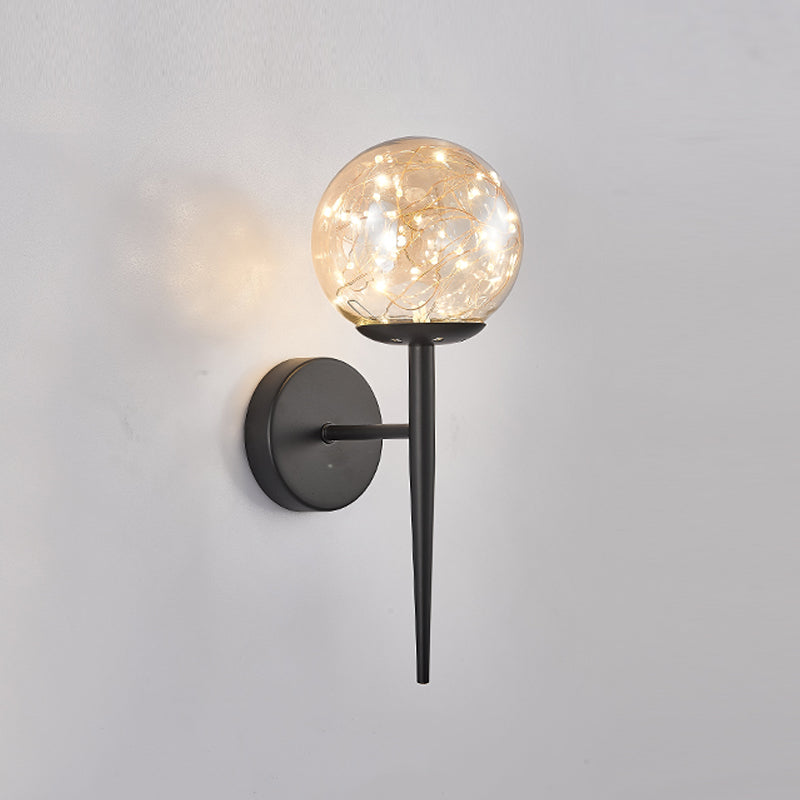 Modern Style Sphere Sconce Light Fixtures Glass 1 Light Wall Mounted Lighting