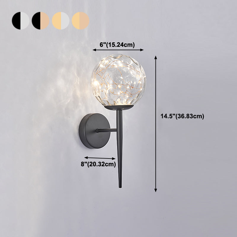 Modern Style Sphere Sconce Light Fixtures Glass 1 Light Wall Mounted Lighting