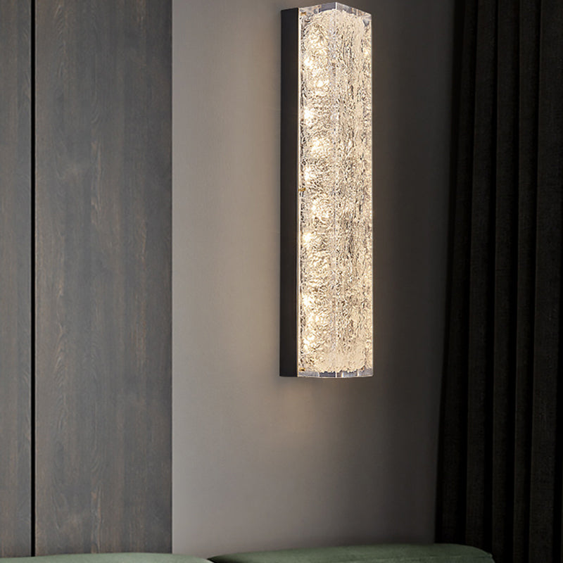 Modern Style Brass Wall Light Cuboid Shape Wall Sconce for Living Room