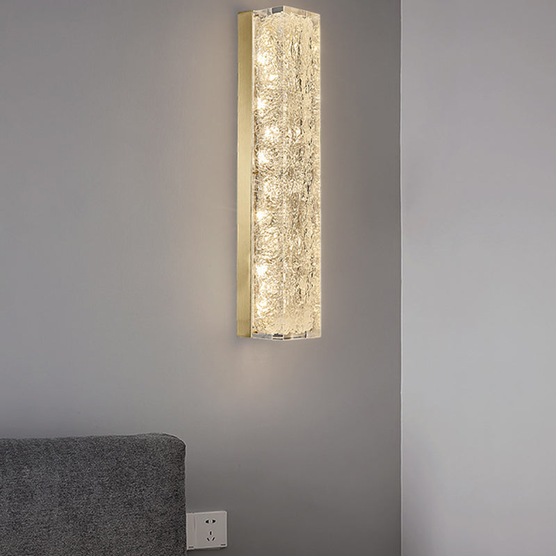 Modern Style Brass Wall Light Cuboid Shape Wall Sconce for Living Room