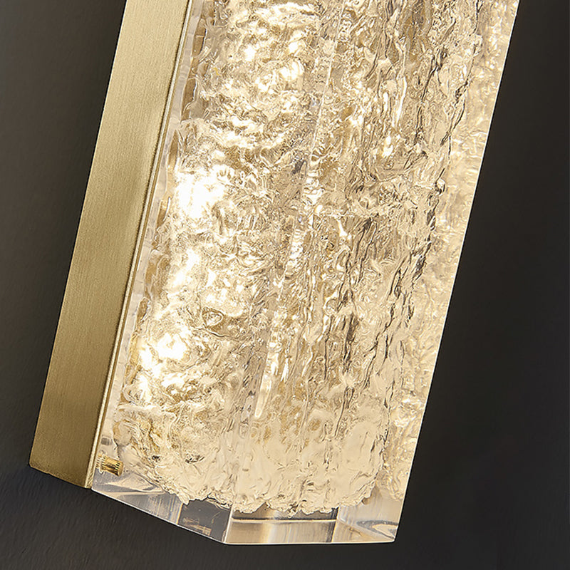 Modern Style Brass Wall Light Cuboid Shape Wall Sconce for Living Room