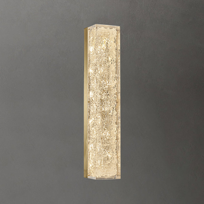 Modern Style Brass Wall Light Cuboid Shape Wall Sconce for Living Room