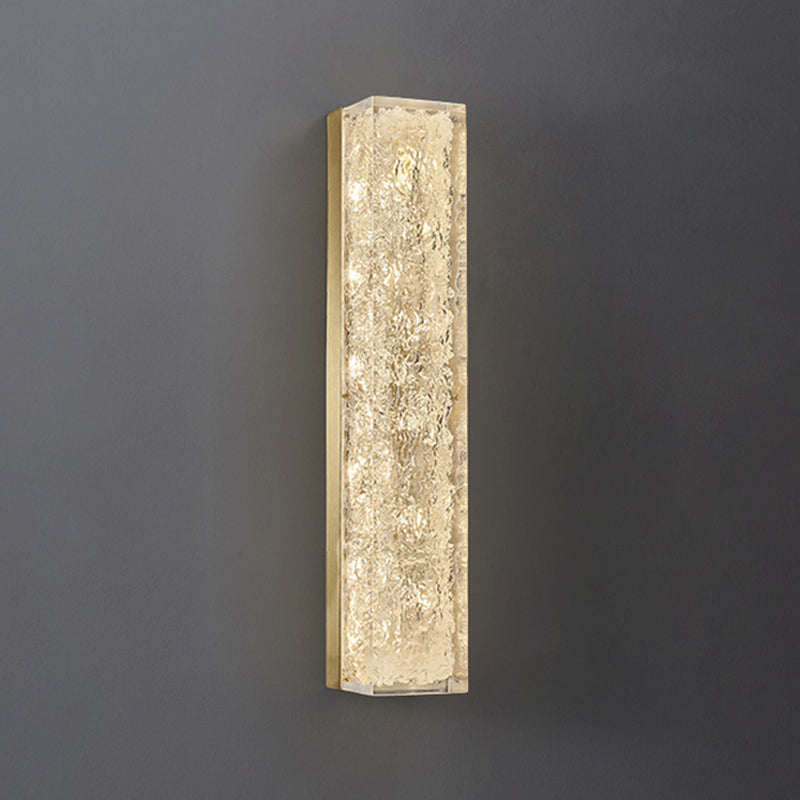 Modern Style Brass Wall Light Cuboid Shape Wall Sconce for Living Room