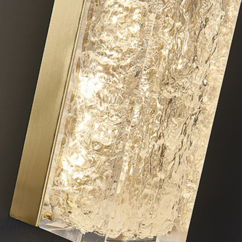 Modern Style Brass Wall Light Cuboid Shape Wall Sconce for Living Room