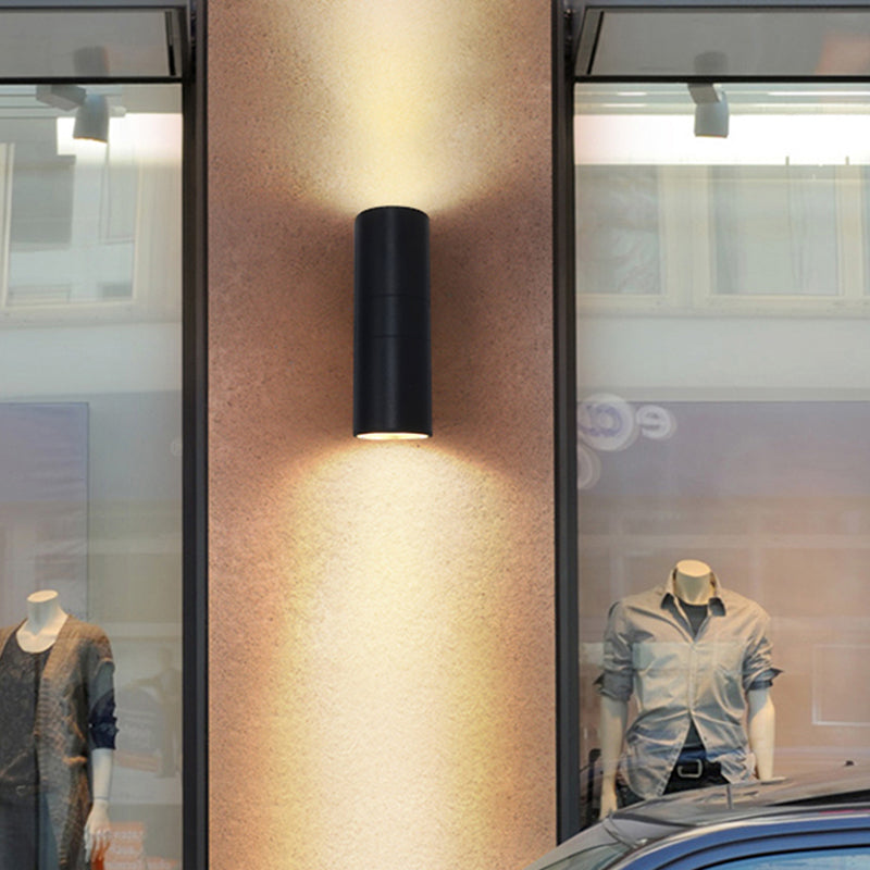 Contemporary Black Wall Light Cylinder 2 Lights Wall Washer with Aluminum for Outdoors