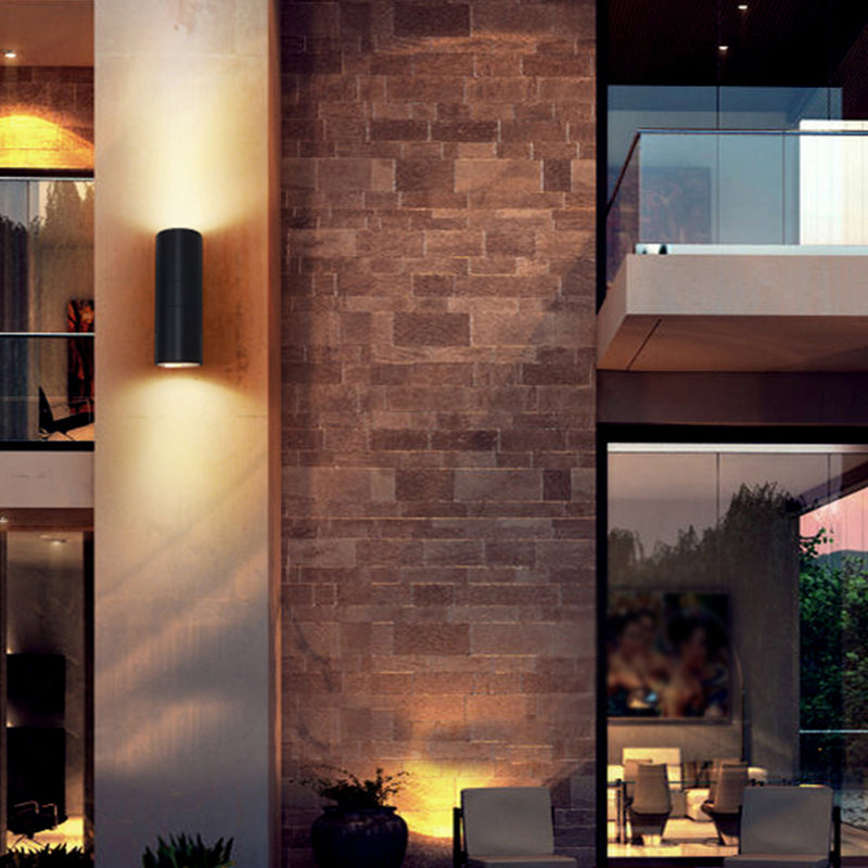 Contemporary Black Wall Light Cylinder 2 Lights Wall Washer with Aluminum for Outdoors