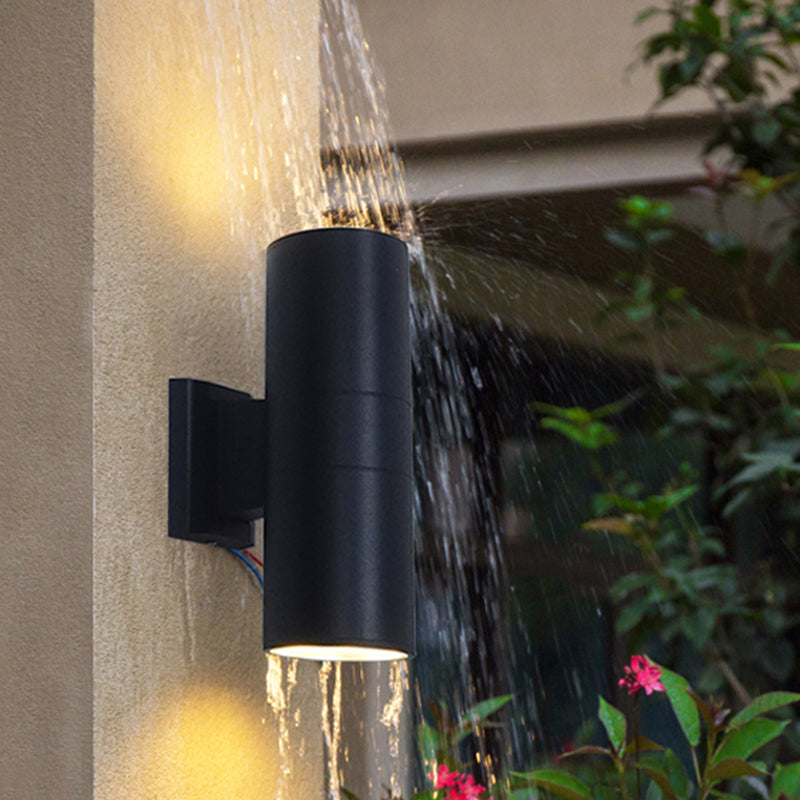 Contemporary Black Wall Light Cylinder 2 Lights Wall Washer with Aluminum for Outdoors