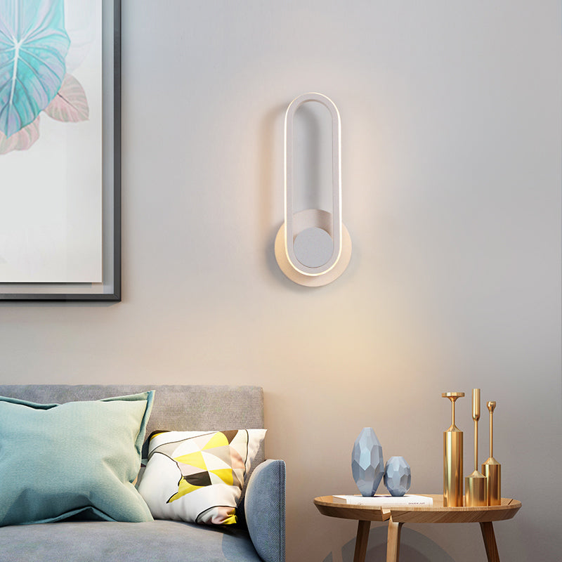 Modern Style Oval Wall Light Sconces Metal 1 Light Wall Lighting