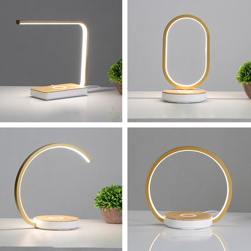 Strip Shade Table Lamp 1-Light LED Desk Light with Aluminum for Bedroom