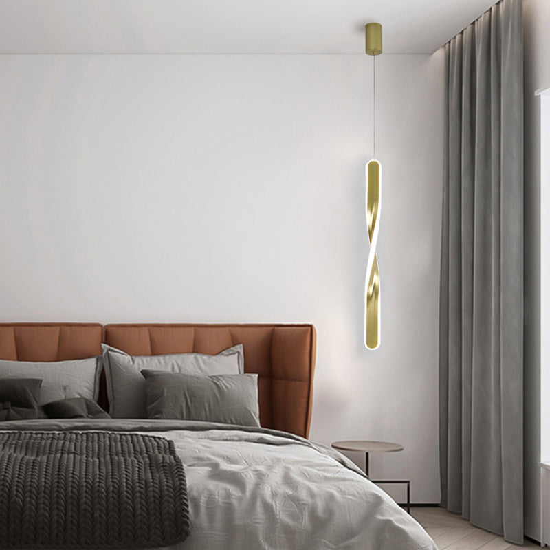 Linear Shape Metal Pendant Light Modern Style 1-Light Hanging Lamp