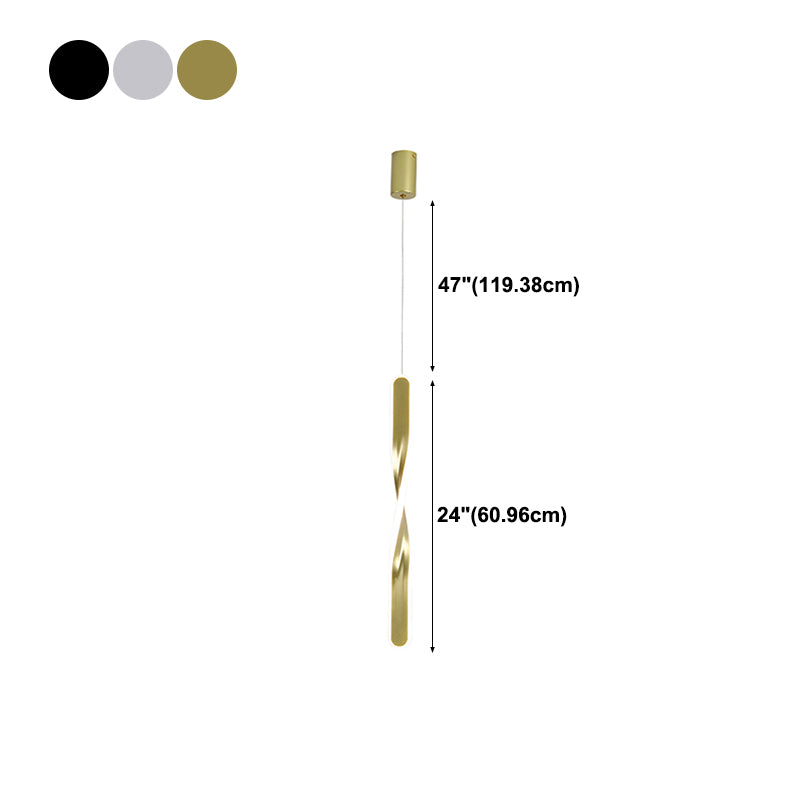 Linear Shape Metal Pendant Light Modern Style 1-Light Hanging Lamp