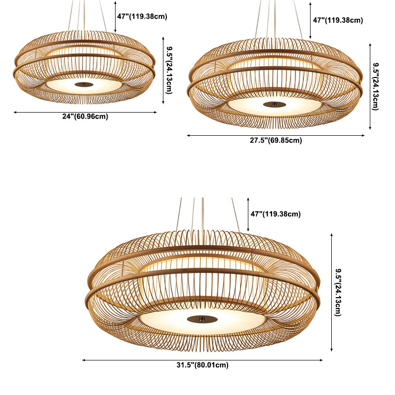 1-Light Japanese Suspended Lighting Fixture Drum Pendant Light Kit for Dining Room