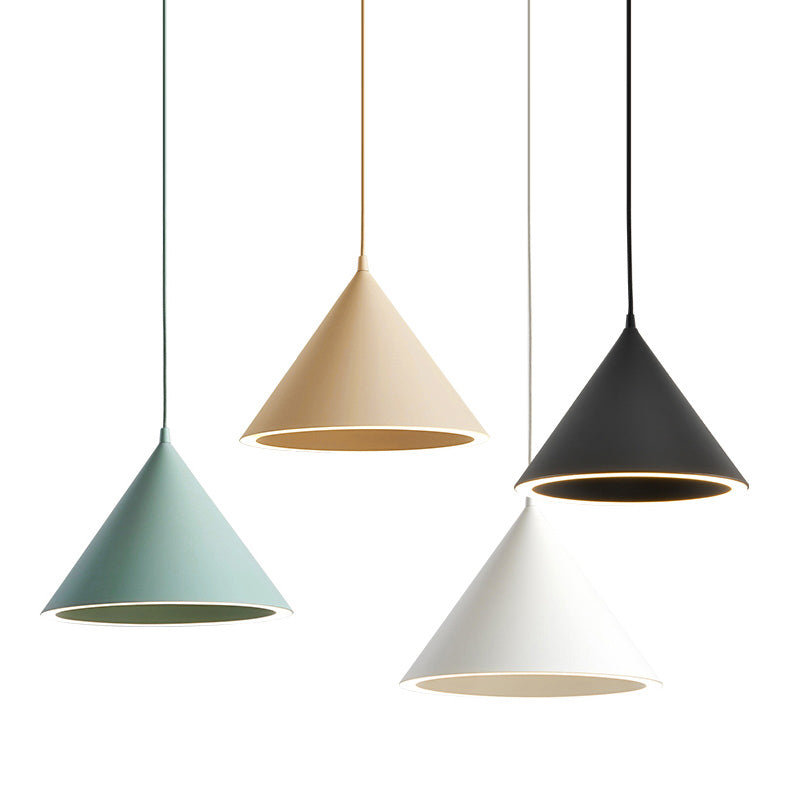 Metal Cone Shade Hanging Lights Modern Macaron Style 1 Light Hanging Mount Fixture for Bedroom