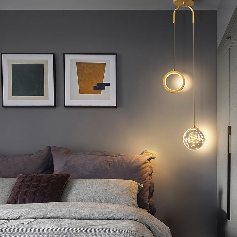 2-leichter sphärischer Anhänger Anhänger Modernes Glashängung Licht für Wohnzimmer