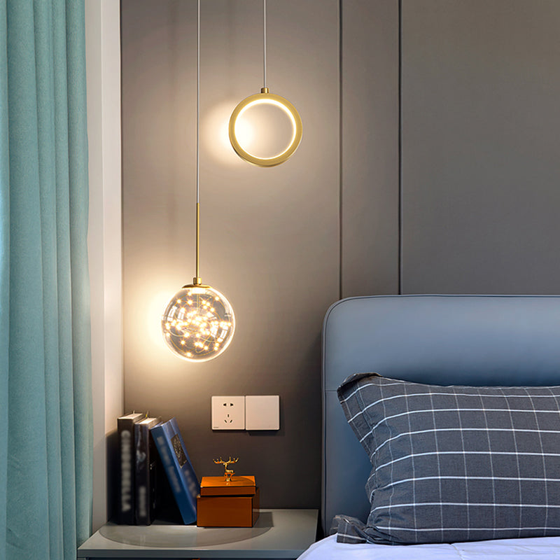 2-leichter sphärischer Anhänger Anhänger Modernes Glashängung Licht für Wohnzimmer
