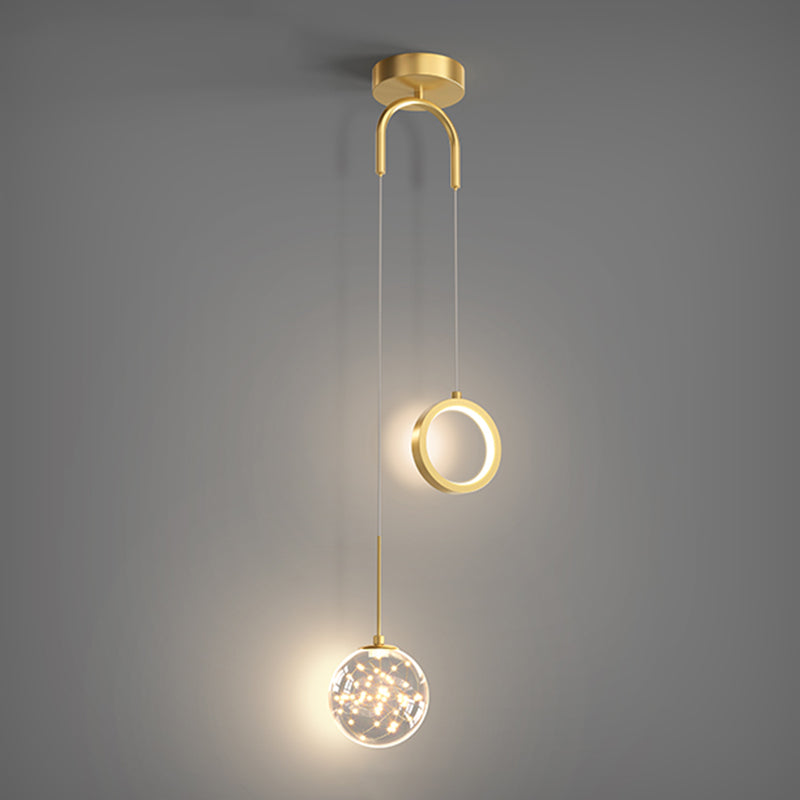 2-Light Spherical Hanging Pendant Modern Style Glass Hanging Lighting for Living Room