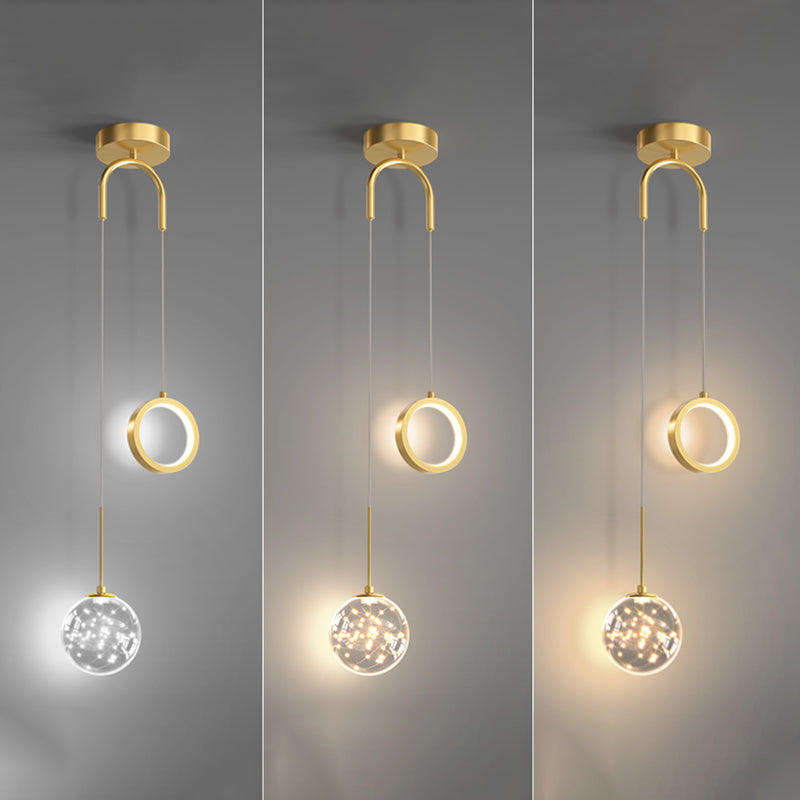 2-leichter sphärischer Anhänger Anhänger Modernes Glashängung Licht für Wohnzimmer