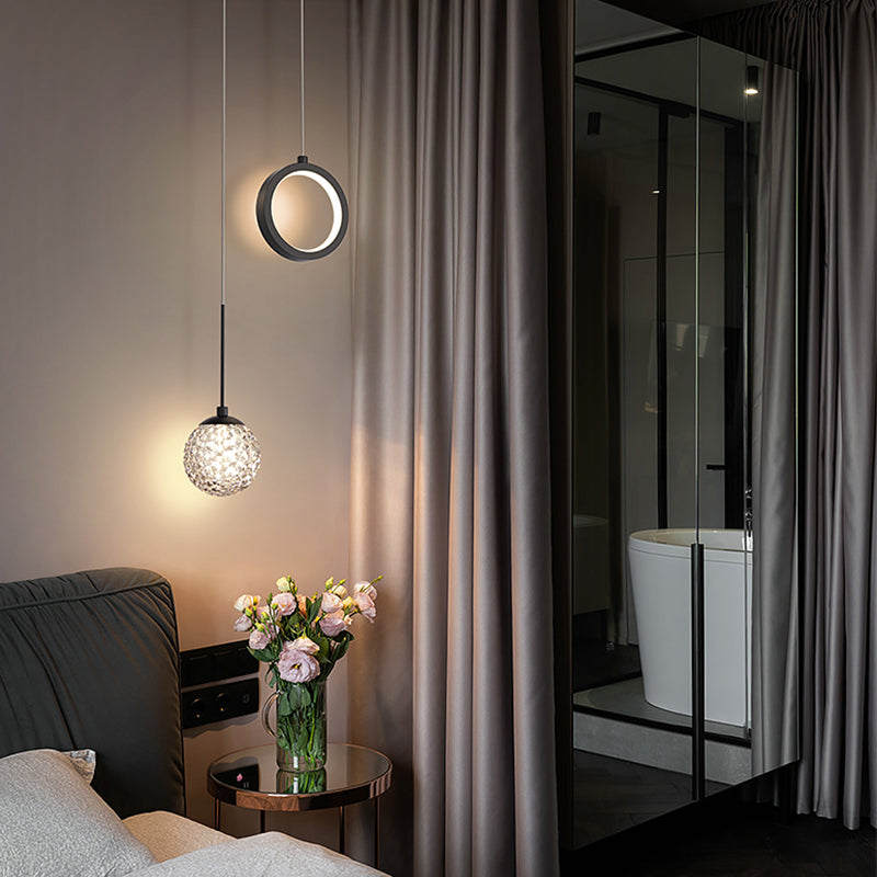 2-leichter sphärischer Anhänger Anhänger Modernes Glashängung Licht für Wohnzimmer