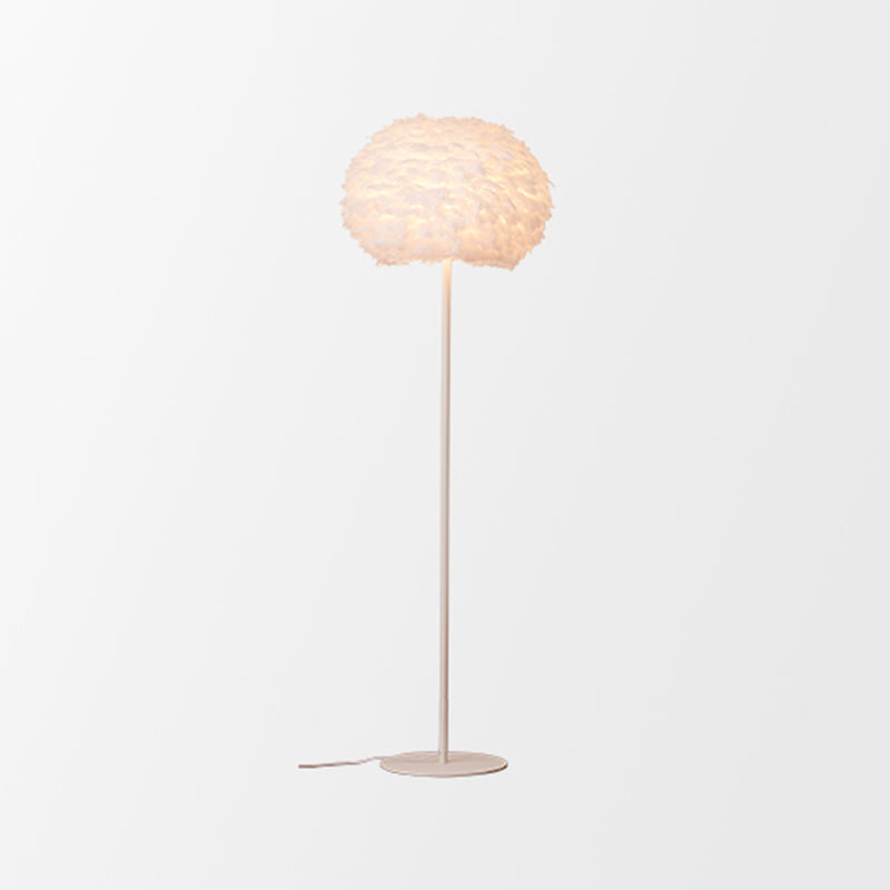 Ball Shape Floor Light Nordic Style Feather Floor Lamp for Living Room