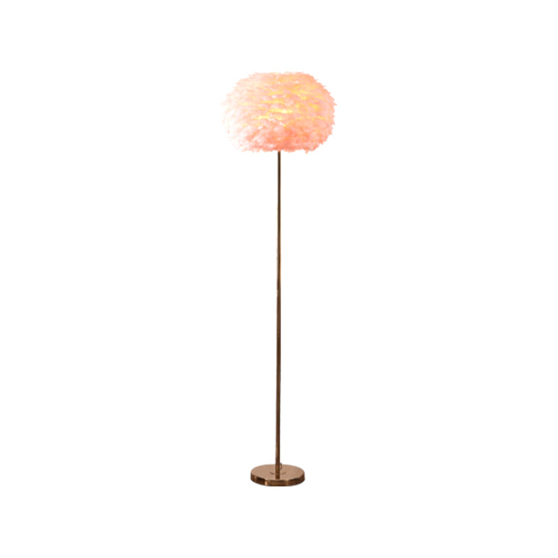 Ball Shape Floor Light Nordic Style Feather Floor Lamp for Living Room