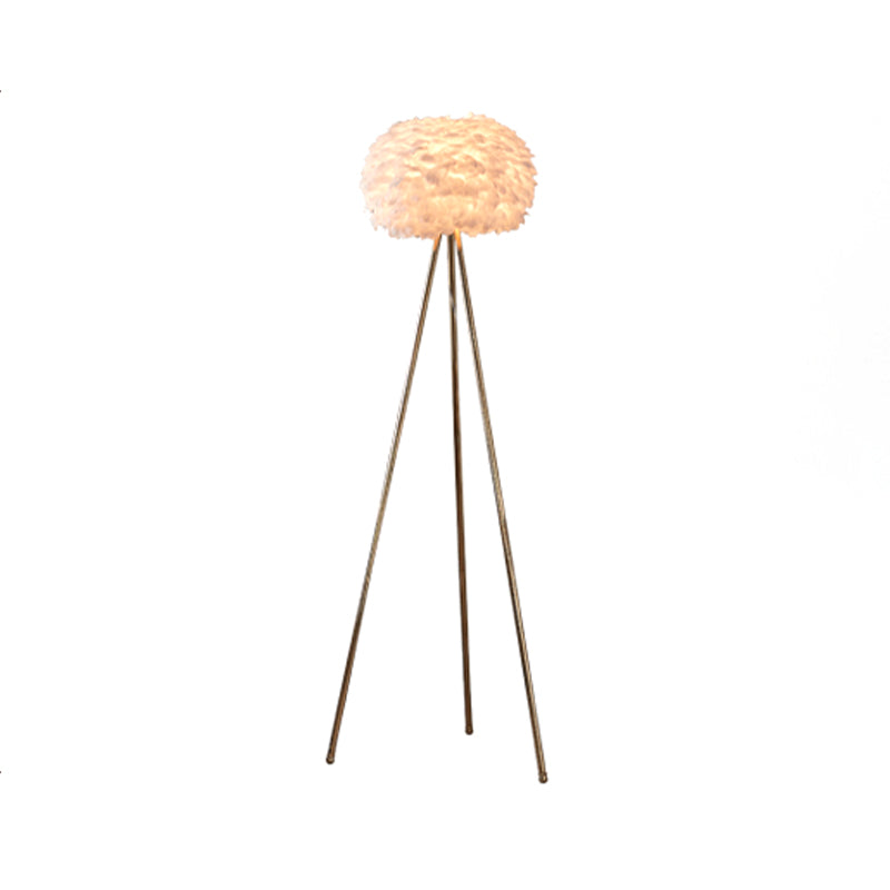 Ball Shape Floor Light Nordic Style Feather Floor Lamp for Living Room