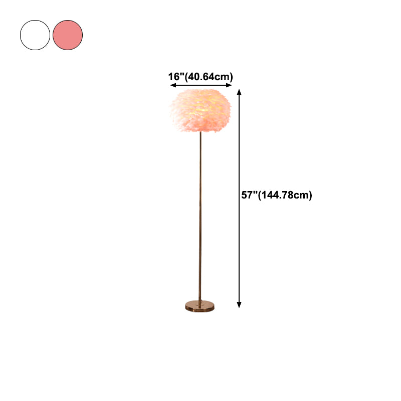 Ball Shape Floor Light Nordic Style Feather Floor Lamp for Living Room