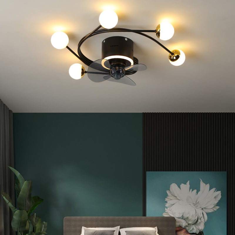 Nordic Style Metal Ceiling Fan Lamp Ball Shape LED Ceiling Fan Light for Living Room