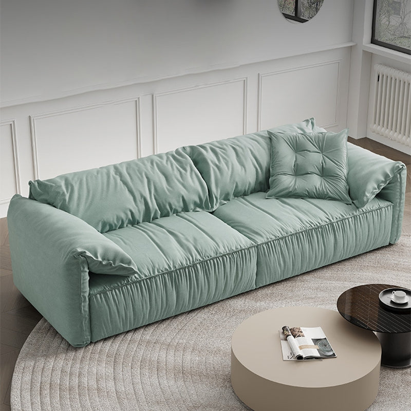 Contemporary Faux Leather Couch Down Filled Settee with Pillow Top Arm