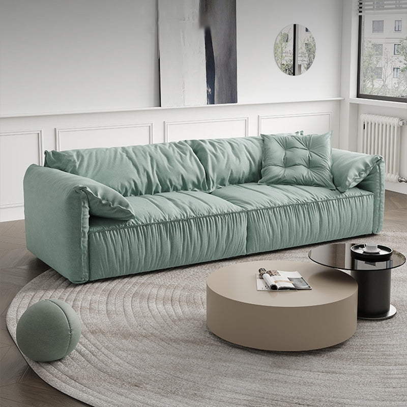 Contemporary Faux Leather Couch Down Filled Settee with Pillow Top Arm