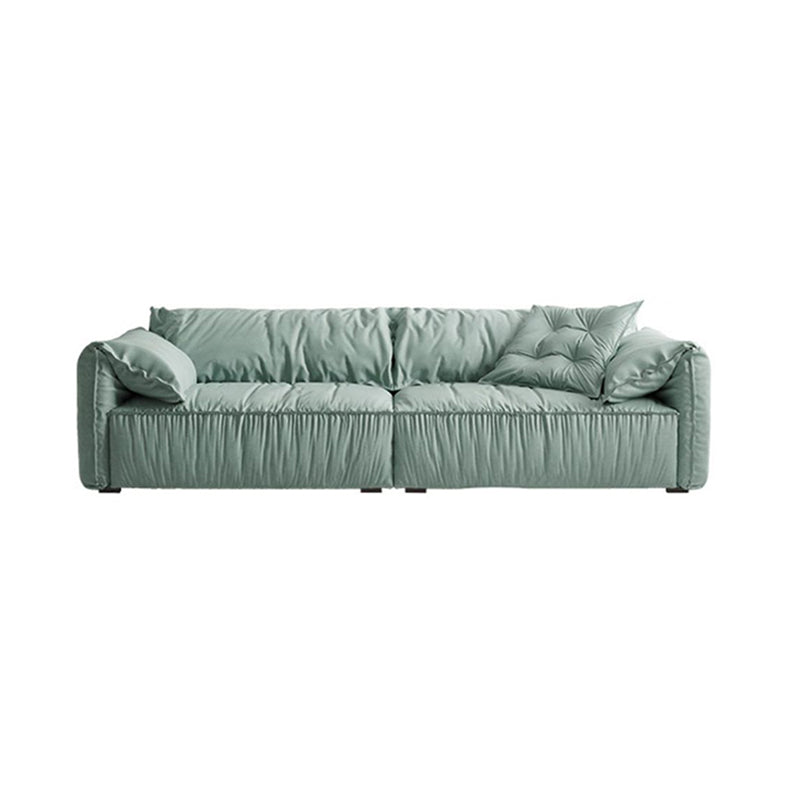 Contemporary Faux Leather Couch Down Filled Settee with Pillow Top Arm