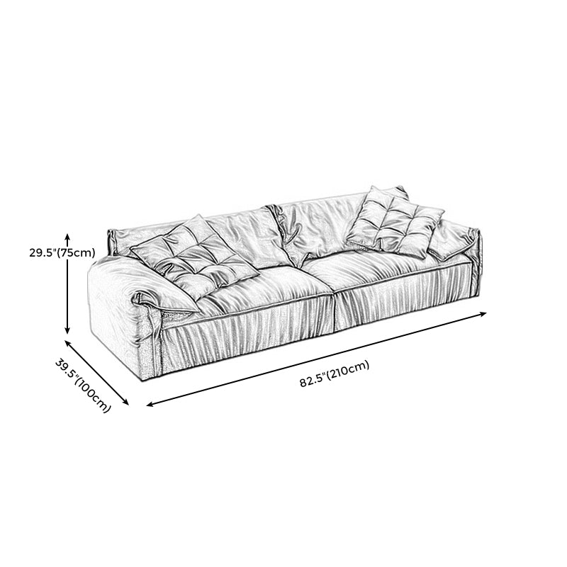 Contemporary Faux Leather Couch Down Filled Settee with Pillow Top Arm
