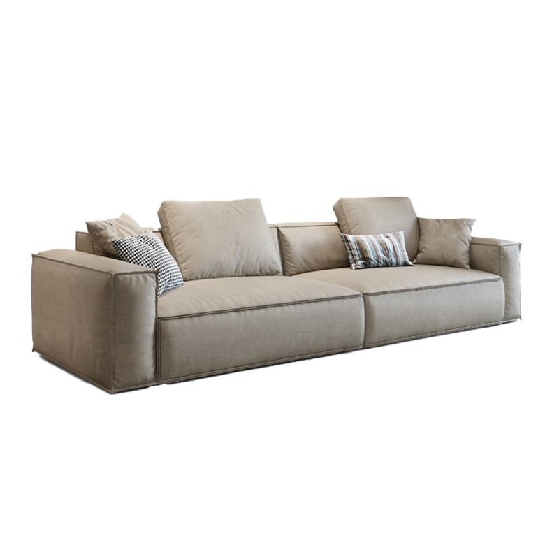 Contemporary Genuine Leather Settee Square Arm Loveseat in Green/Beige/Brown/Gray