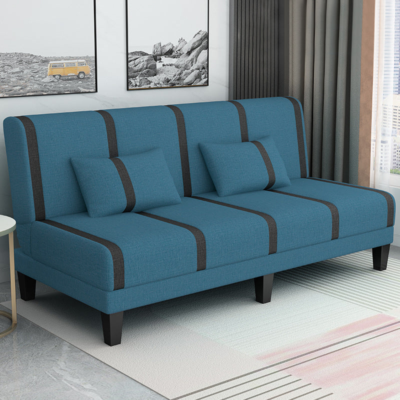 Linen/Velvet/Faux Leather Armless Convertible Sofa Tight Back Sofa Bed with Lumbar Pillow