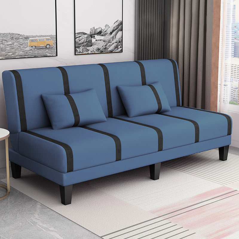 Linen/Velvet/Faux Leather Armless Convertible Sofa Tight Back Sofa Bed with Lumbar Pillow