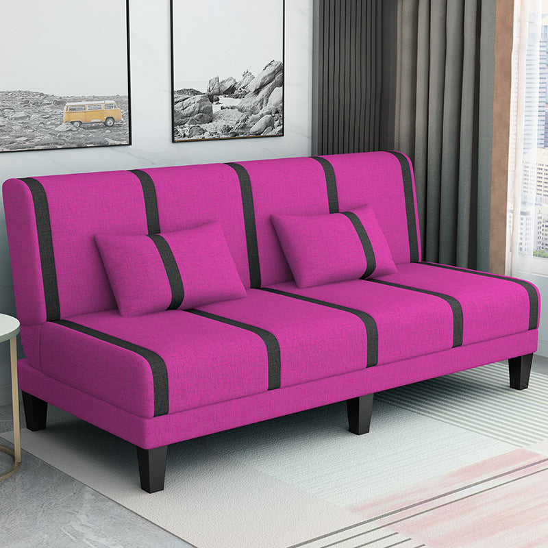 Linen/Velvet/Faux Leather Armless Convertible Sofa Tight Back Sofa Bed with Lumbar Pillow