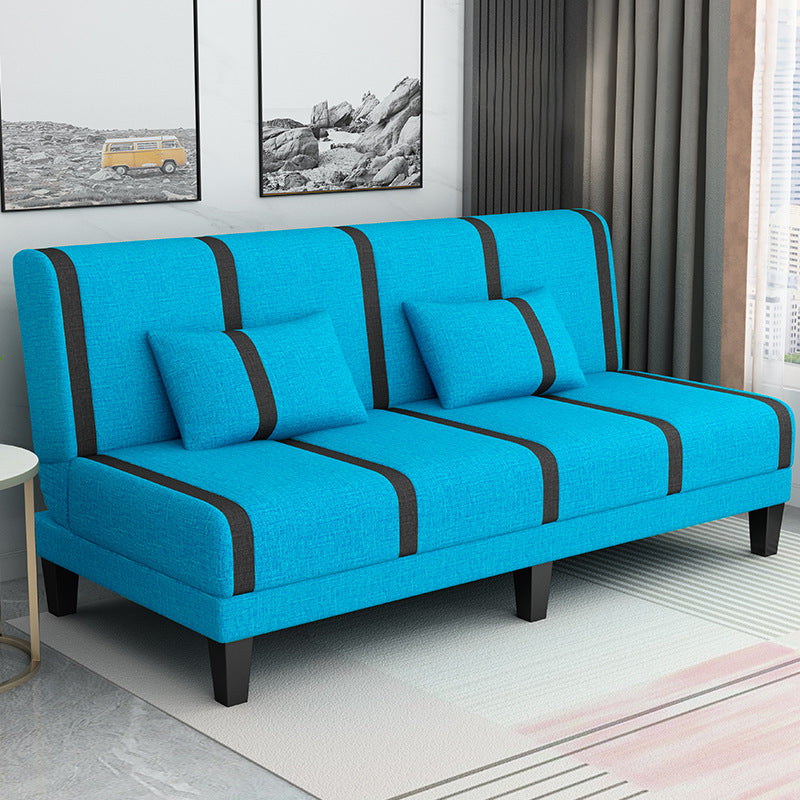 Linen/Velvet/Faux Leather Armless Convertible Sofa Tight Back Sofa Bed with Lumbar Pillow
