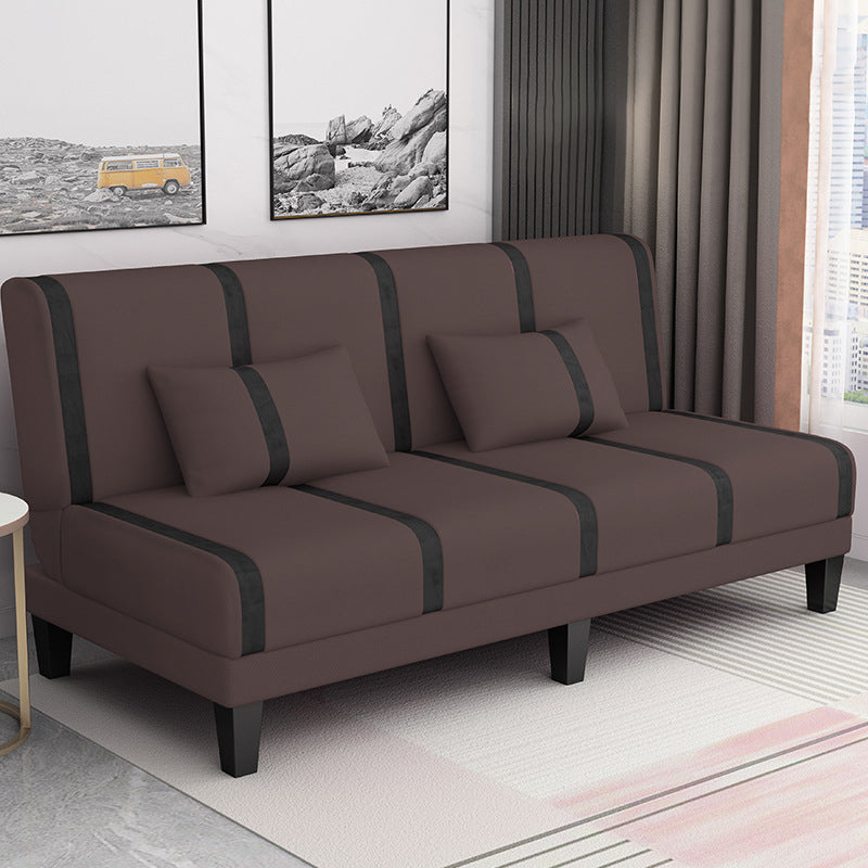 Linen/Velvet/Faux Leather Armless Convertible Sofa Tight Back Sofa Bed with Lumbar Pillow