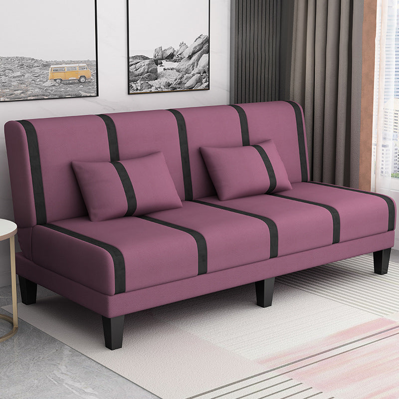 Linen/Velvet/Faux Leather Armless Convertible Sofa Tight Back Sofa Bed with Lumbar Pillow