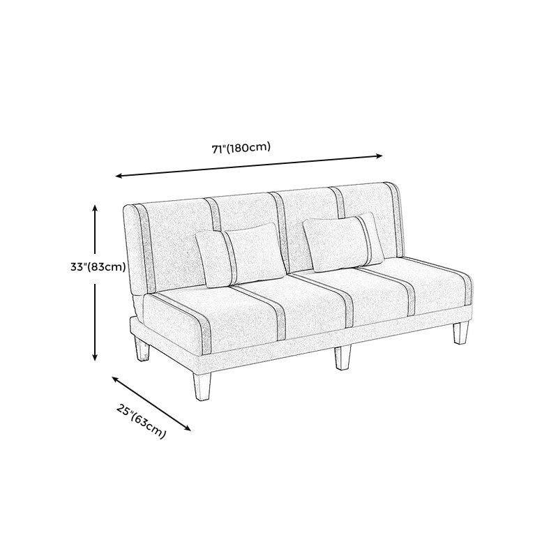 Linen/Velvet/Faux Leather Armless Convertible Sofa Tight Back Sofa Bed with Lumbar Pillow