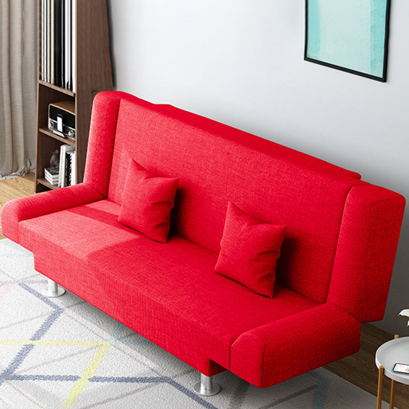 Modern Cotton Blend Round Arm Convertible Sofa Tight Back Foldable Sofa Bed